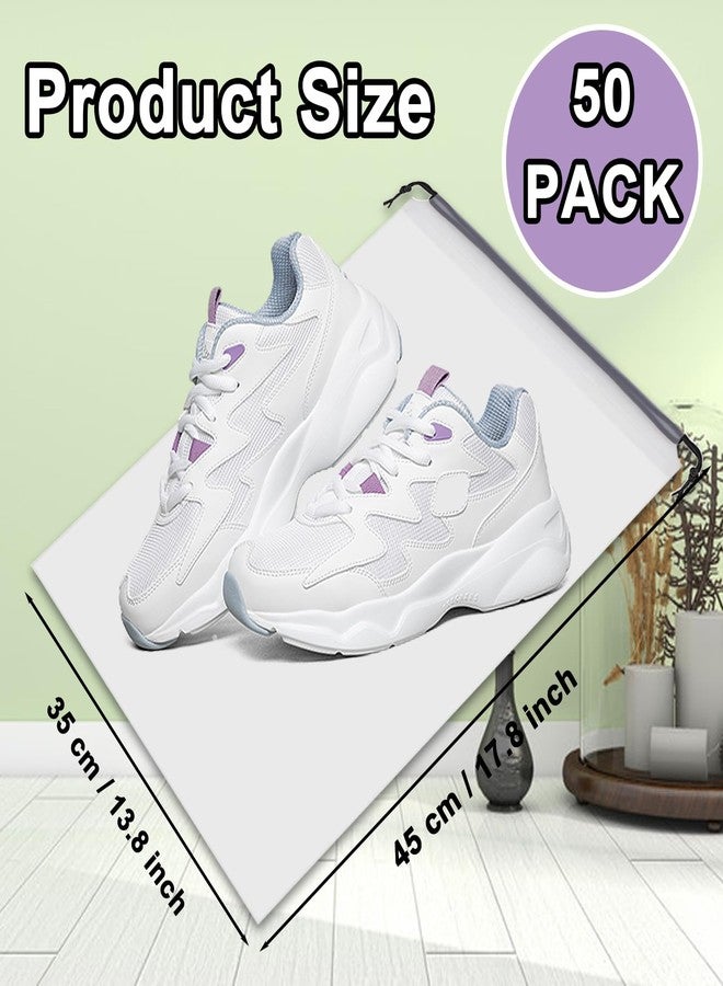 xlehoely 50 Pack Shoe Bags for Travel,Large Clear Shoes Storage Organizers Pouch with Rope for Men and Women,Transparent Travel Shoe Bags for Packing,Waterproof Drawstring Dust Bags Shoe Storage Bag, Clear, Large, Travel - Image 2